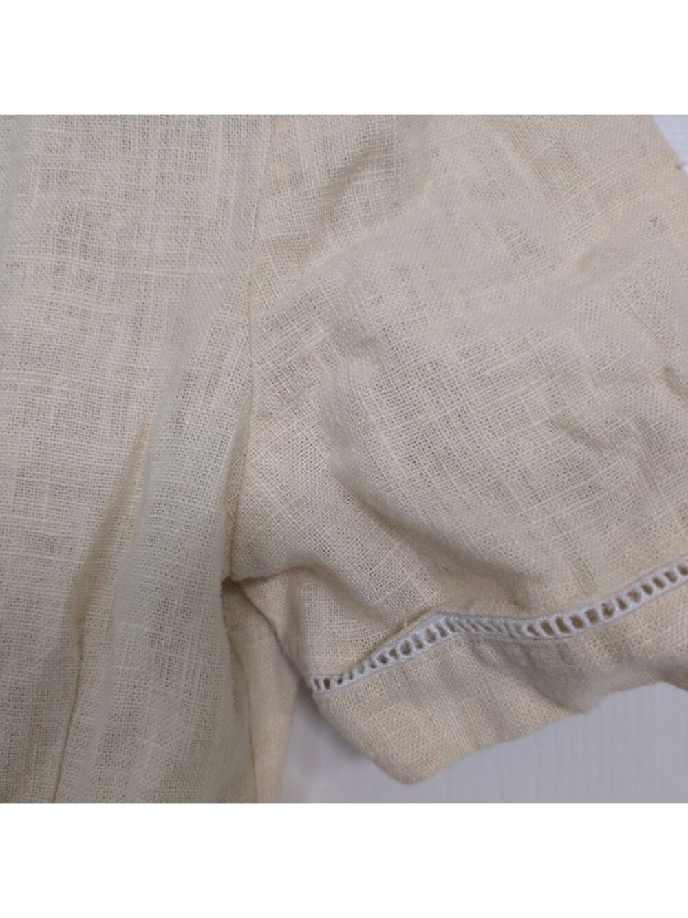 Vintage 100% Linen Midi Shirt Dress Womens Size Medium Yellow Minimalist Cottage - Picture 4 of 14